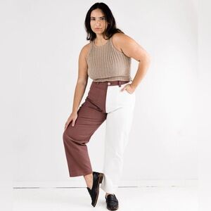 Soluna Collective Organic Cotton Two-Tone Cargo Pants Size 14